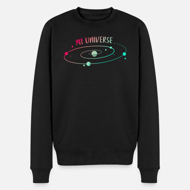 Universum Planeten Rakete Sterne - Männer Premium Bio Pullover - Schwarz