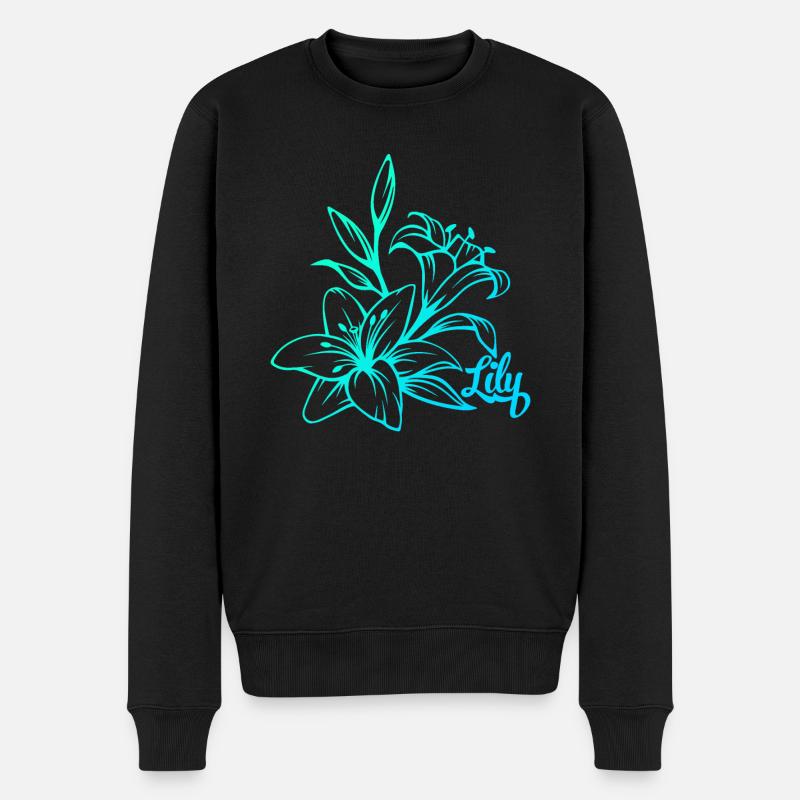 Lilie Blüte Pflanze - Männer Premium Bio Pullover - Schwarz
