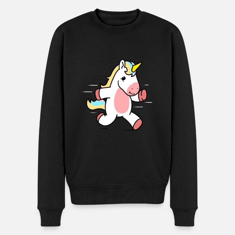 rennendes Einhorn - Männer Premium Bio Pullover - Schwarz