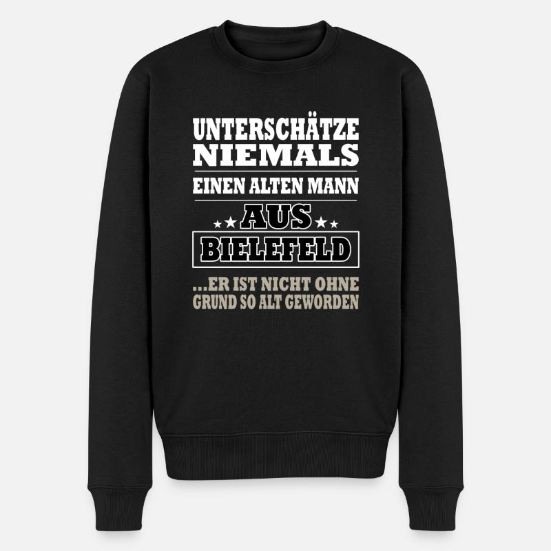 Alter Mann aus Bielefeld Bielefelder - Männer Premium Bio Pullover - Schwarz