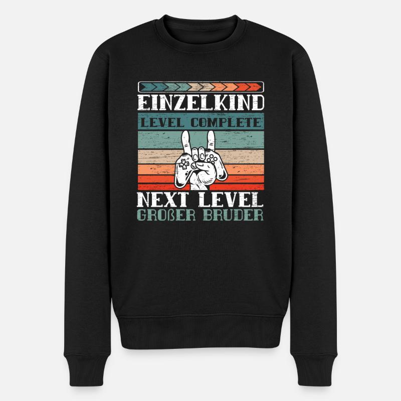 Großer Bruder Level Complete - Männer Premium Bio Pullover - Schwarz