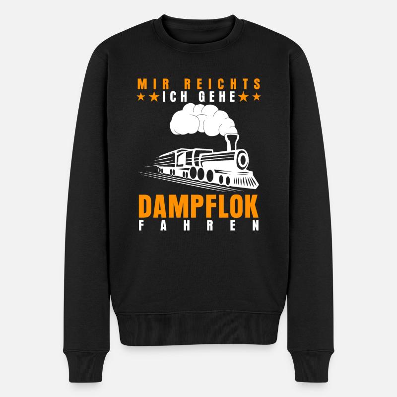 Dampflok Dampfloks Eisenbahn - Männer Premium Bio Pullover - Schwarz