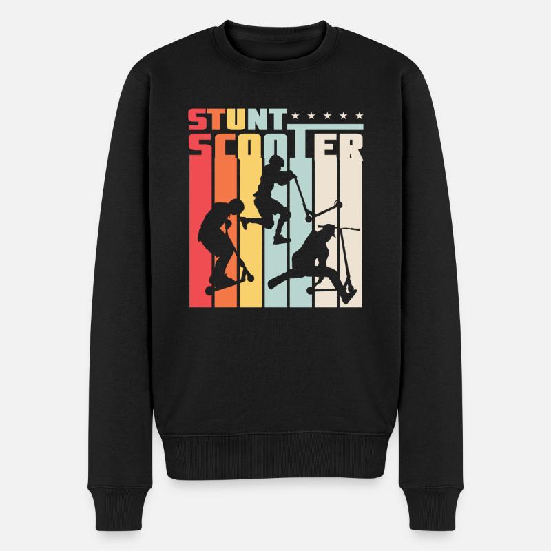 Stunt Scooter Roller Rollerfahrer Retro Style - Männer Premium Bio Pullover - Schwarz