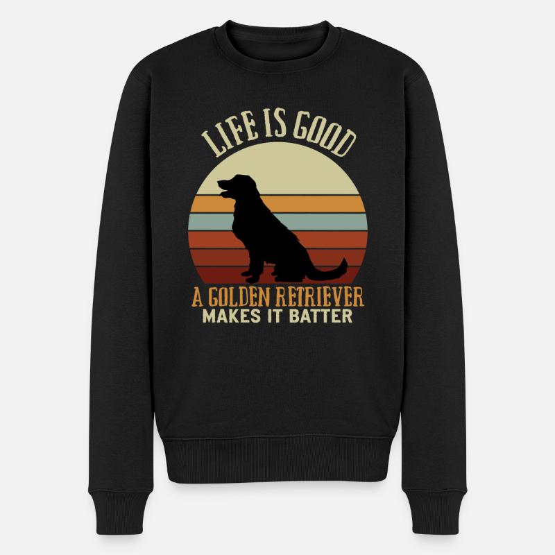 Golden retriever Makes it Batter Goldi - Männer Premium Bio Pullover - Schwarz