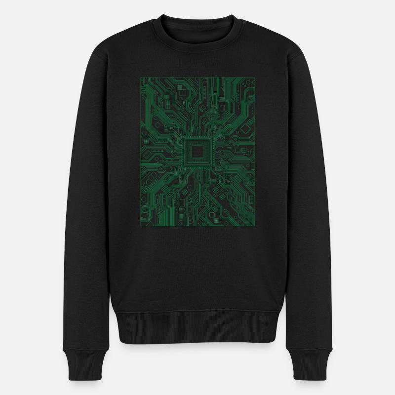 CPU Computer Motherboard Informatiker - Männer Premium Bio Pullover - Schwarz