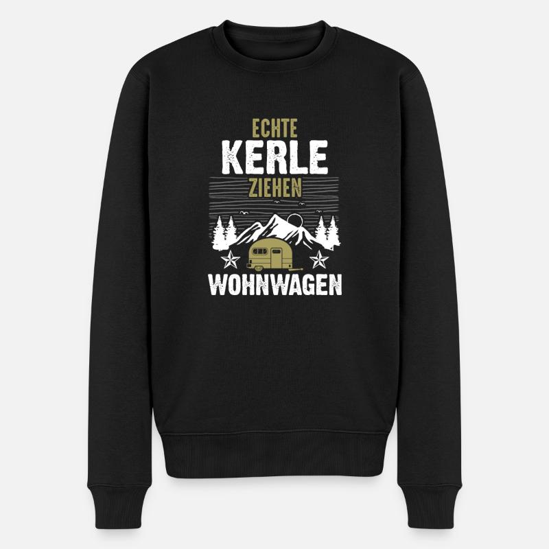 Echte Kerle Ziehen Wohnwagen Camping Camper - Männer Premium Bio Pullover - Schwarz