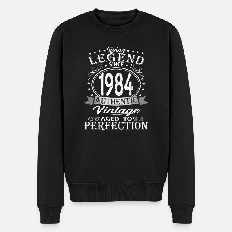 Legenden 1984 geboren - Männer Premium Bio Pullover - Schwarz