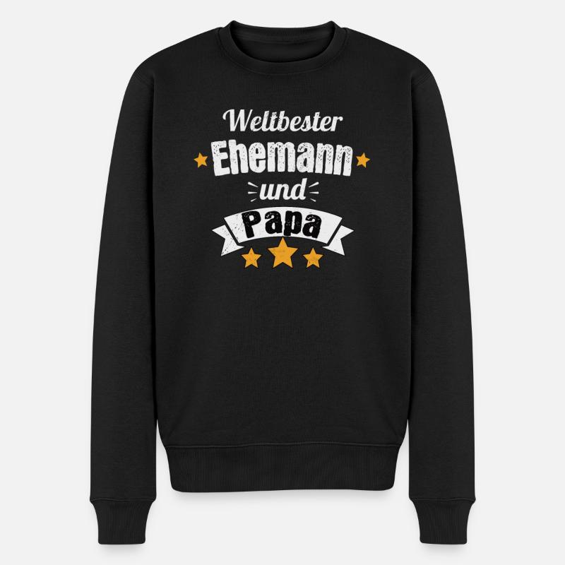 Weltbester Ehemann und Papa Vatertag - Männer Premium Bio Pullover - Schwarz