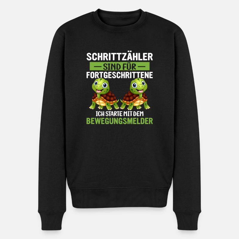 Anti Sport Laufen lustiger Spruch Schildkröte - Männer Premium Bio Pullover - Schwarz