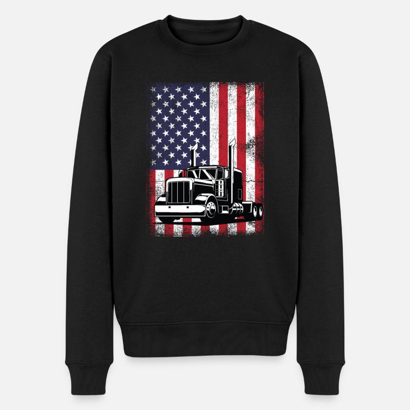 Etats-Unis Drapeau routier - Pull Premium bio Homme - noir