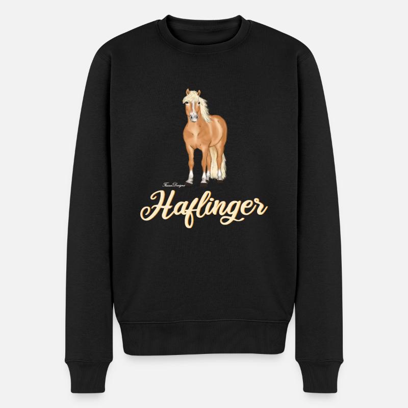 schöner Haflinger mit heller Schrift - Männer Premium Bio Pullover - Schwarz