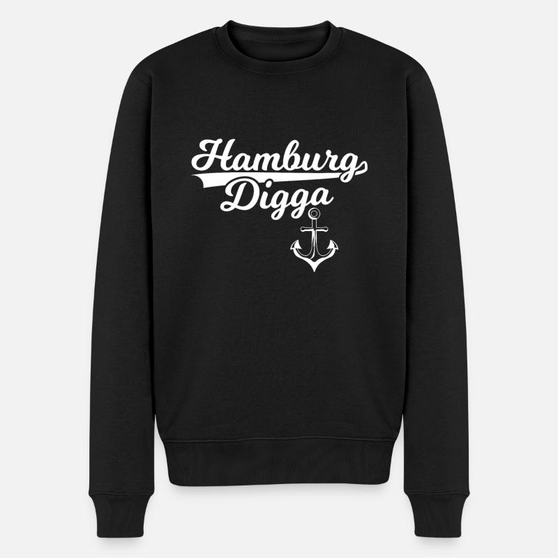 Hamburg Moin Digga Anker Norddeutsch Hamburger - Männer Premium Bio Pullover - Schwarz