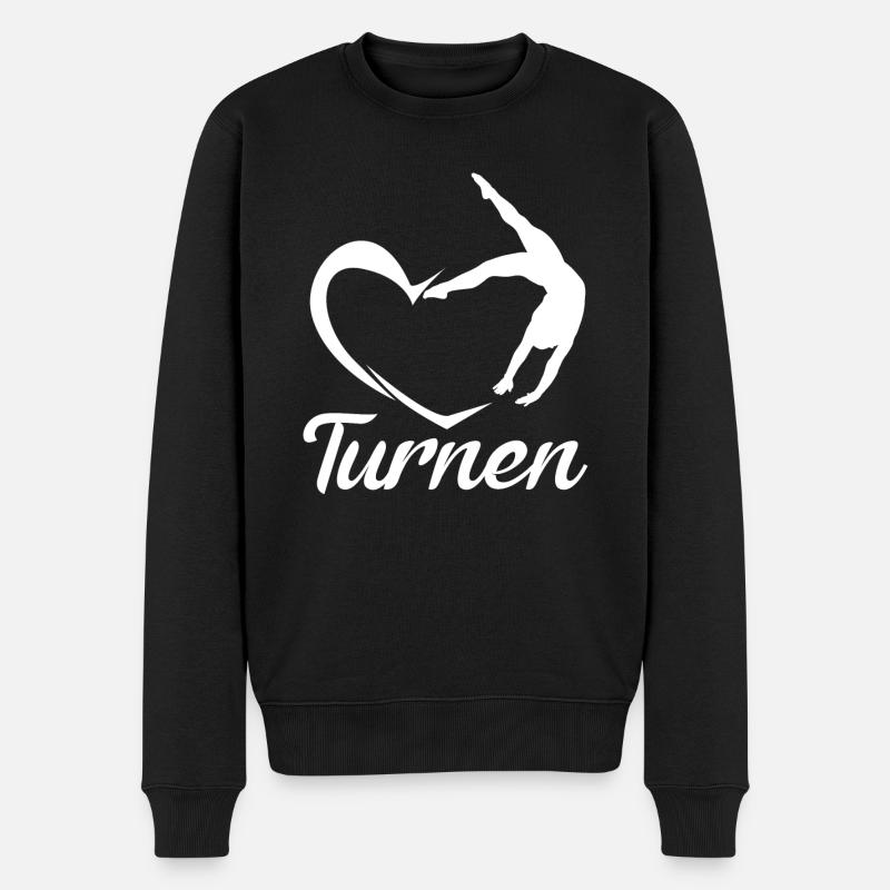 Turnen Handstand Herz - Männer Premium Bio Pullover - Schwarz