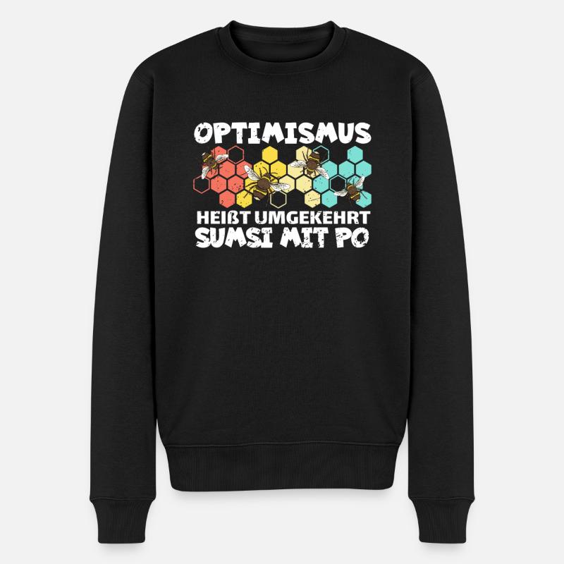 Optimismus heißt umgekehrt Sumsi mit Po Biene - Männer Premium Bio Pullover - Schwarz