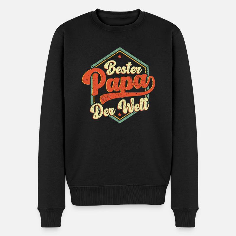 Bester Papa Der Welt Bester Papa - Männer Premium Bio Pullover - Schwarz