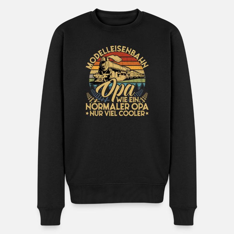 Modelleisenbahn Opa - Männer Premium Bio Pullover - Schwarz