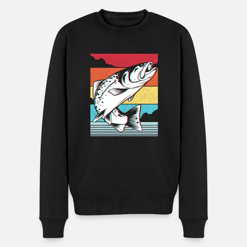 Fische Hecht Karpfen - Männer Premium Bio Pullover - Schwarz