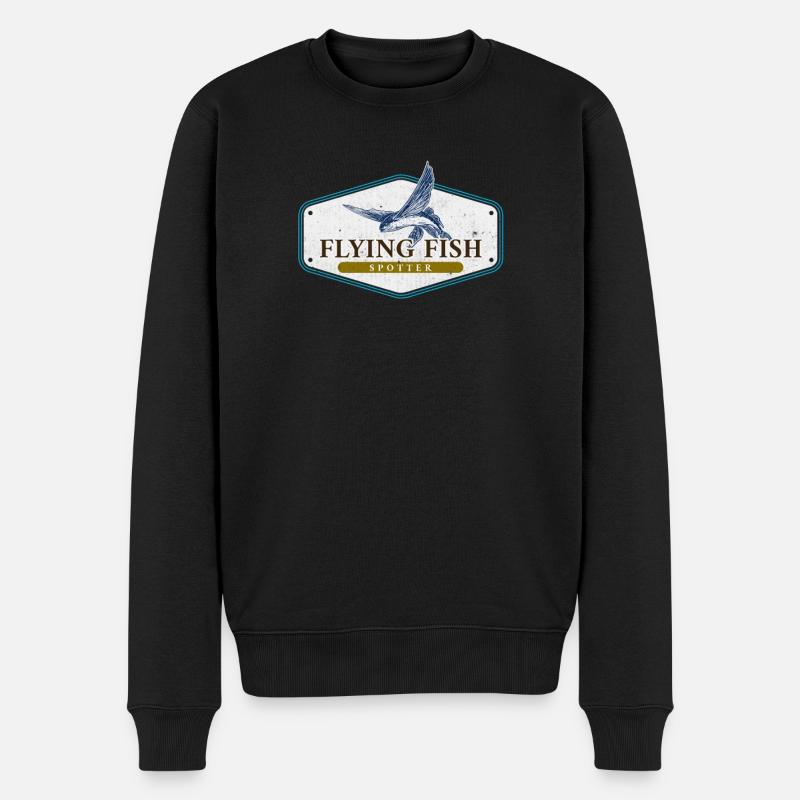 Flying Fish Spotter Plane Spotter Parody Funny Fun - Männer Premium Bio Pullover - Schwarz