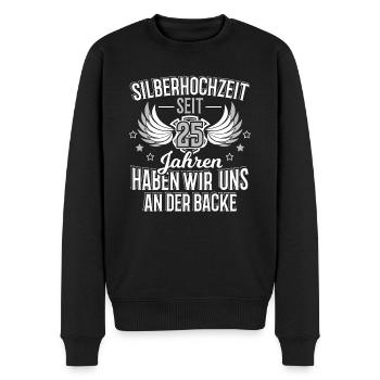 Silberhochzeit 25 Jahre Ehe Geschenk - Männer Premium Bio Pullover - Schwarz - Vorne - Nico (187cm)