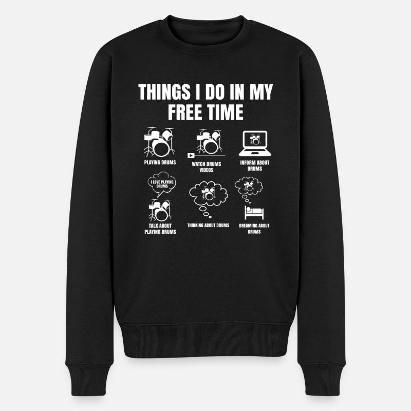 Drummer Things I Do In My Free Time Playing Drums - Männer Premium Bio Pullover - Schwarz