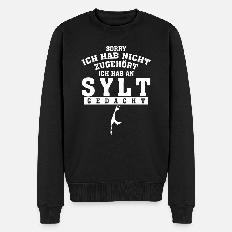Sylt Urlaub lustiger Spruch - Männer Premium Bio Pullover - Schwarz