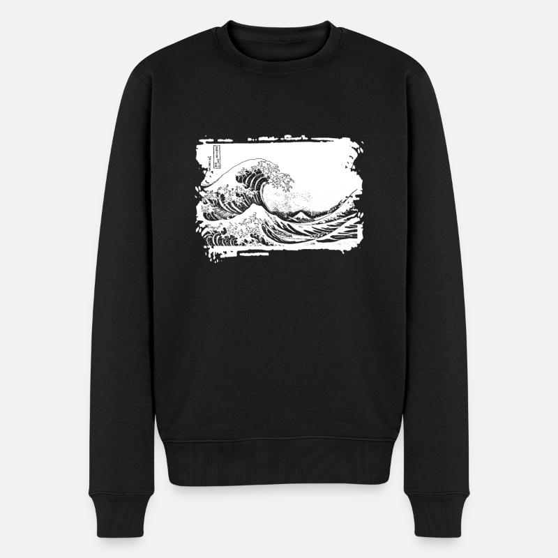 The Great Wave Kanagawa - Japanische Kunst - Männer Premium Bio Pullover - Schwarz