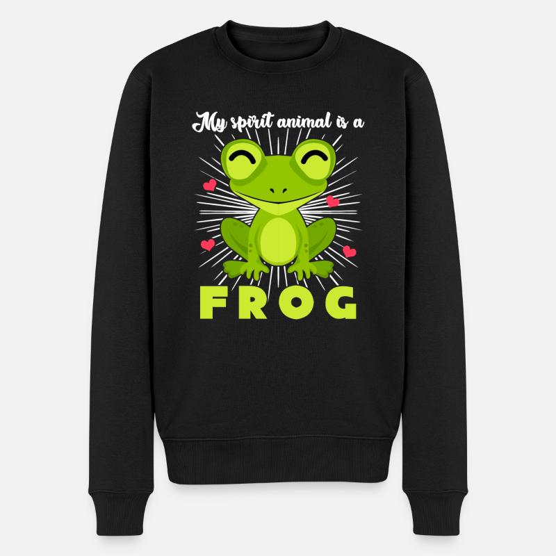 Frosch Frösche - Männer Premium Bio Pullover - Schwarz