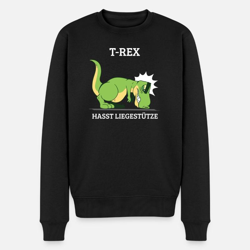 T-Rex Hasst Liegestütze Lustig Trex Pushups Dino - Männer Premium Bio Pullover - Schwarz
