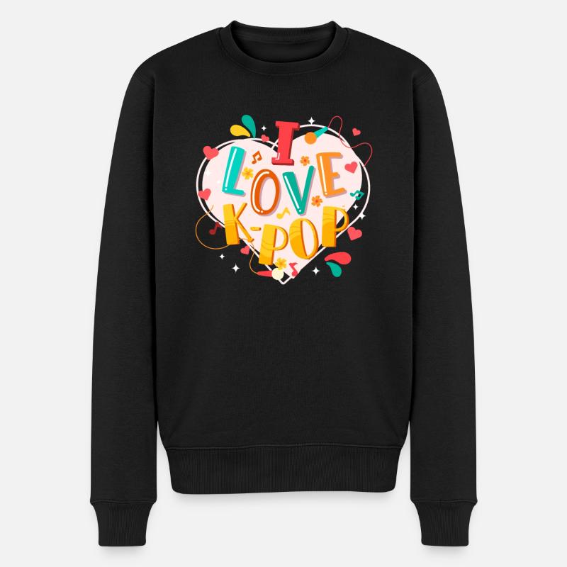 I Love K-Pop Music Kpop Musique pop coréenne - Pull Premium bio Homme - noir