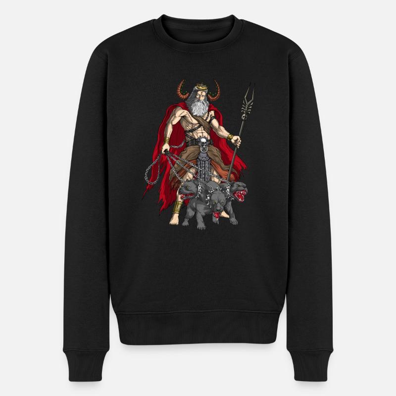 Altgriechischer Gott Hades - Männer Premium Bio Pullover - Schwarz