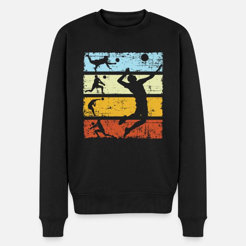 Vintage Volleyballer Geschenk Beachvolleyball - Männer Premium Bio Pullover - Schwarz
