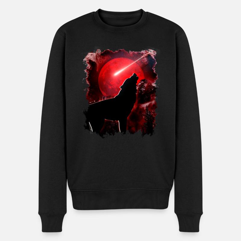 Wolf Roter Mond Japan Otakus Anime und Manga - Männer Premium Bio Pullover - Schwarz