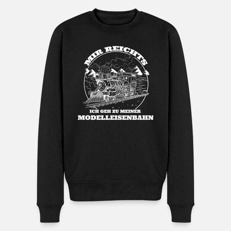 Dampflok Modelleisenbahn - Männer Premium Bio Pullover - Schwarz