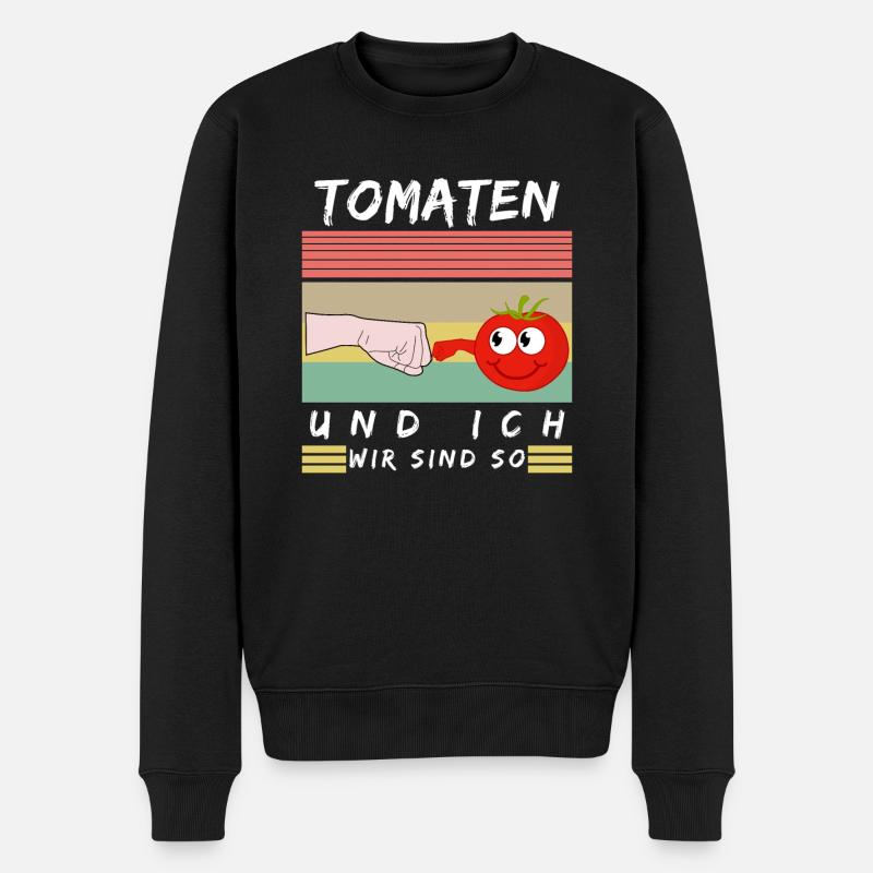 Tomaten und Ich Tomate Spruch - Männer Premium Bio Pullover - Schwarz