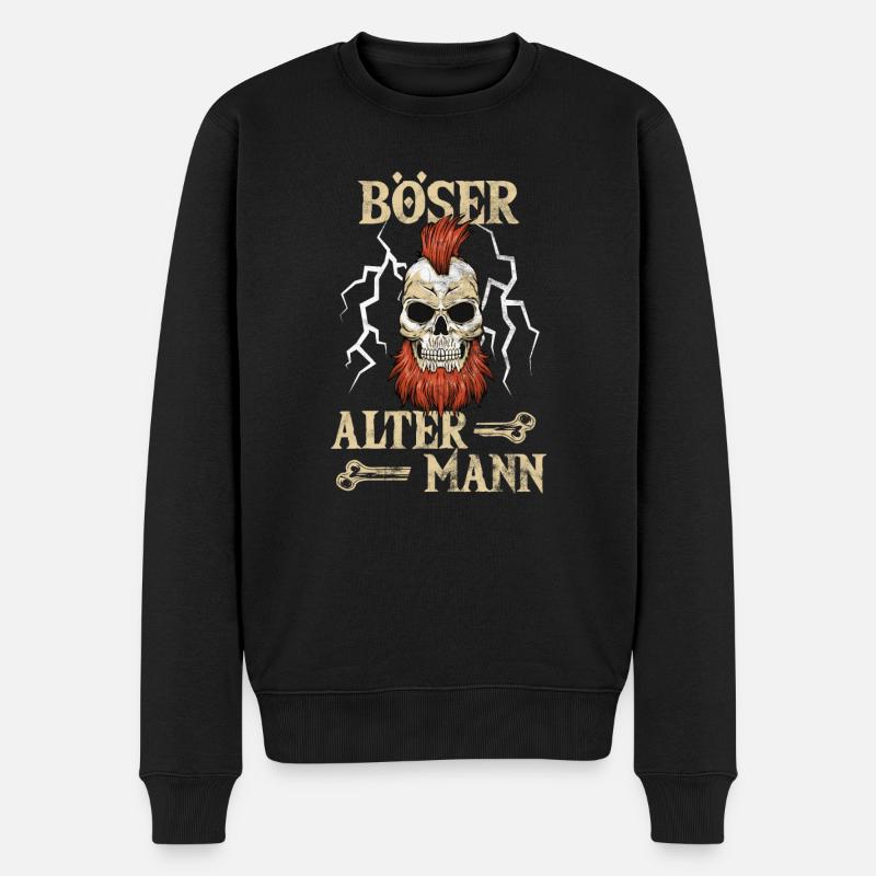 Böser Alter Mann - Totenkopf Alter Weißer Mann - Männer Premium Bio Pullover - Schwarz