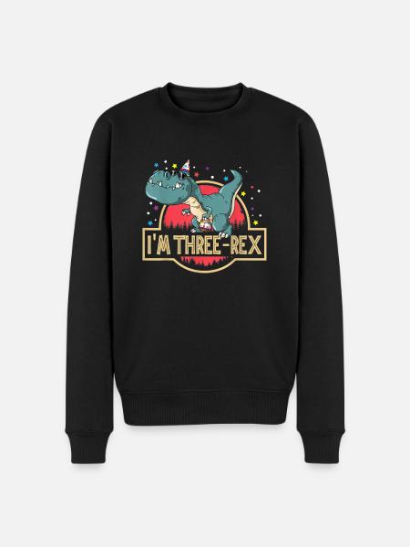3. fødselsdag Tillykke med fødselsdagen Dino T Rex Tre Rex - Økologisk premium-sweatshirt til mænd - sort