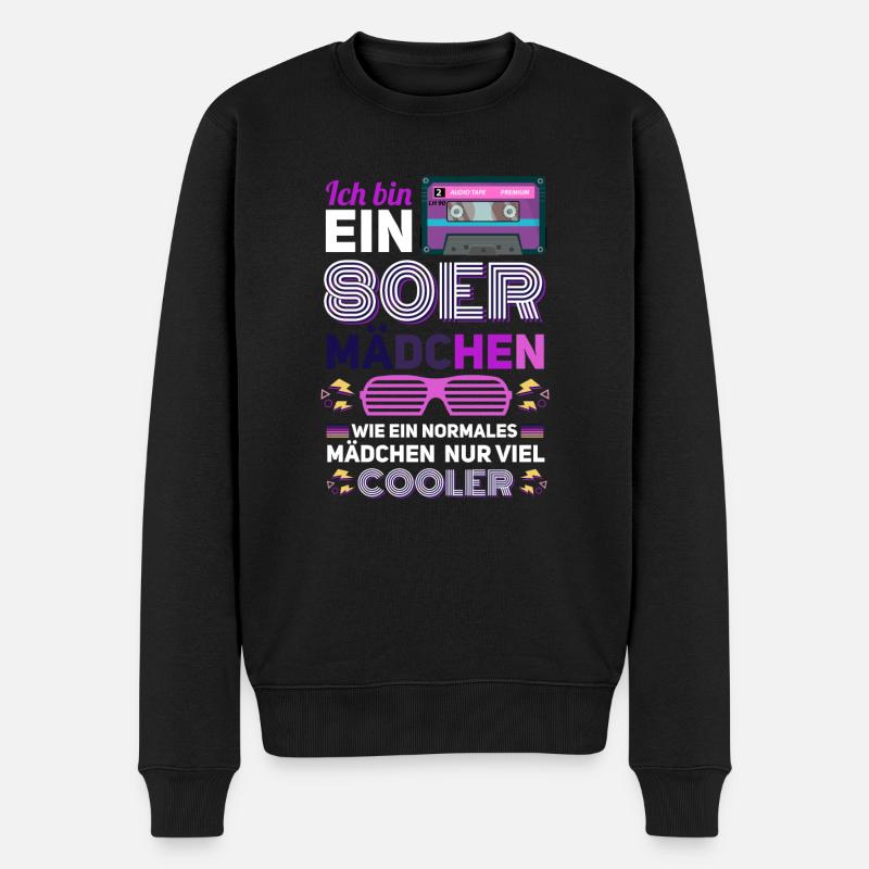 80er Mädchen 80er Jahre 1980er Jahre Geschenk - Männer Premium Bio Pullover - Schwarz
