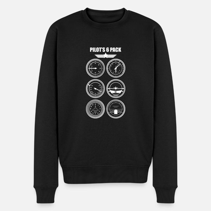 Pilots 6 Pack Six-Pack Geschenk Flugzeug Shirt - Männer Premium Bio Pullover - Schwarz
