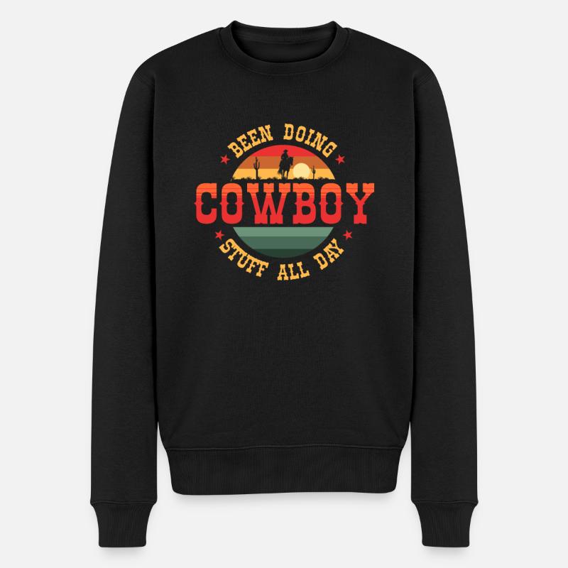Cowboy, Cowboy Cowboy Stuff, Western, - Männer Premium Bio Pullover - Schwarz