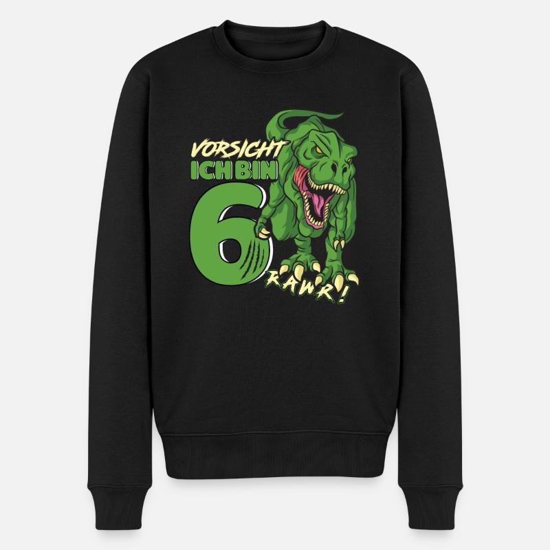Dinosaurier Dino 6 Geburtstag Deko ich bin 6 Jahre - Männer Premium Bio Pullover - Schwarz
