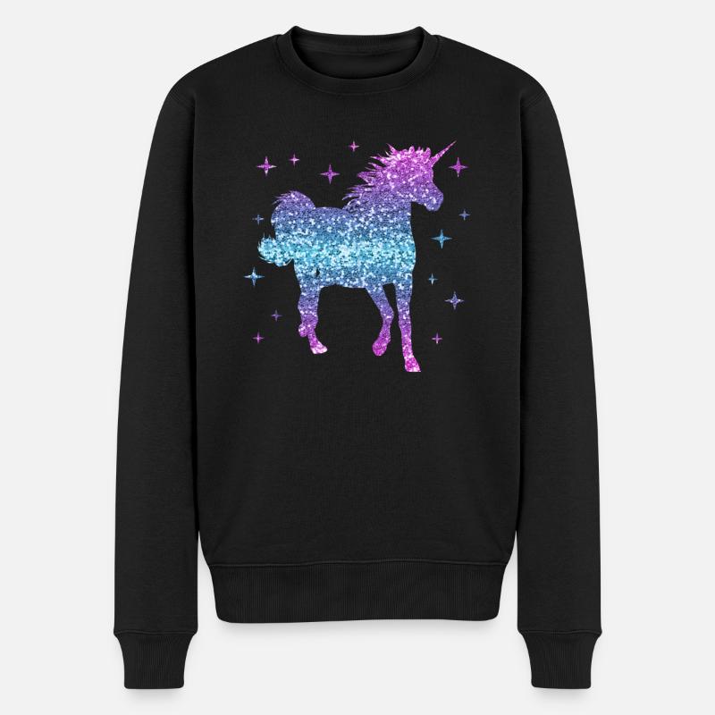 Einhorn Geschenk Mädchen Frauen Glitzer Unicorn - Männer Premium Bio Pullover - Schwarz