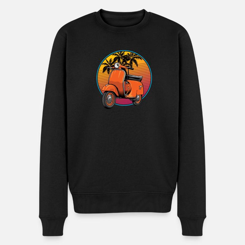 Motorroller Mofa Moped Roller - Männer Premium Bio Pullover - Schwarz