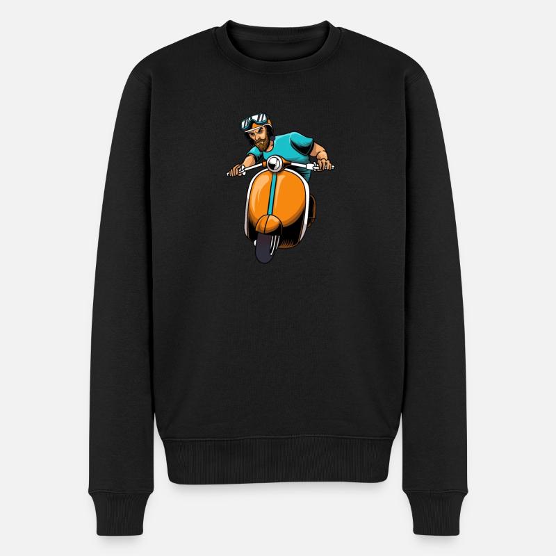 Motorroller Mofa Moped Roller - Männer Premium Bio Pullover - Schwarz