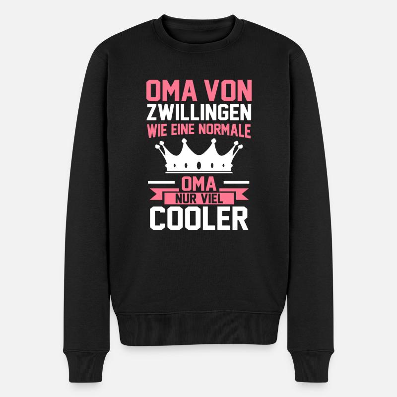 Oma Zwillinge Großmutter Geschenk - Männer Premium Bio Pullover - Schwarz