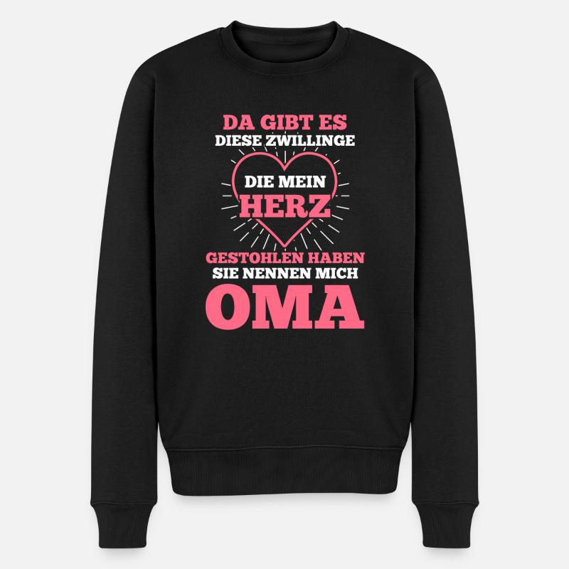 Oma Zwillinge Enkel Großmutter - Männer Premium Bio Pullover - Schwarz