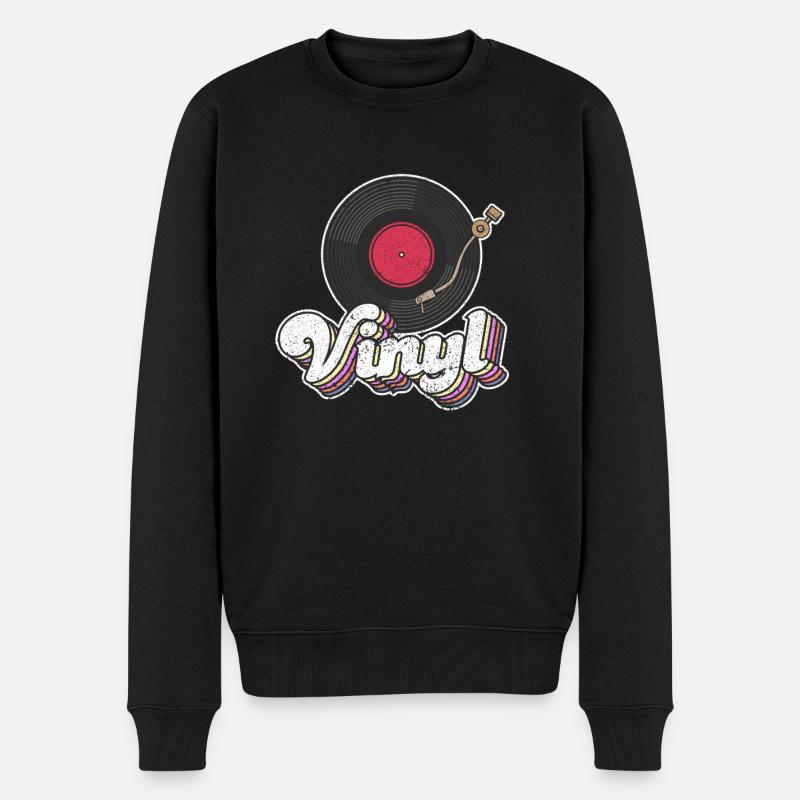 Vinyl Record Turntable Player Lover Cute - Männer Premium Bio Pullover - Schwarz