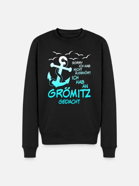 Grömitz Spruch mit Anker - Männer Premium Bio Pullover - Schwarz