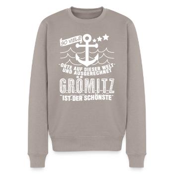 Grömitz Spruch Witz - Männer Premium Bio Pullover - Taupe - Vorne - Nico (187cm)