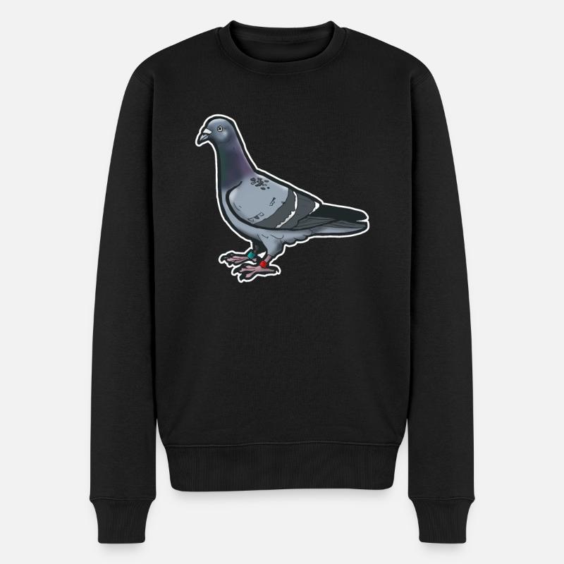 Comic Funny Dove Fugl Gave Idé Due - Økologisk premium-sweatshirt til mænd - sort