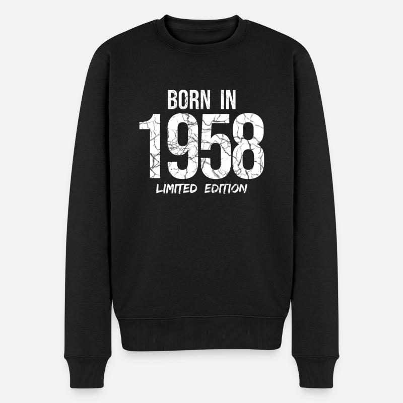 63. Geburtstag - BORN IN 1958 LIMITED EDITION - Männer Premium Bio Pullover - Schwarz